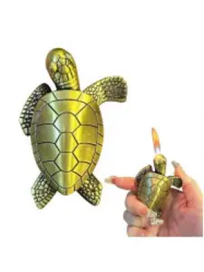 (1)Torch Lighter, Creative Desktop Golden Turtle Butane Lighter, Cool Portable Gas Lighter, Adjustable Soft Flame Lighter, Refillable Butane Lighter for Men Women Friends Gifts (Without Butane)