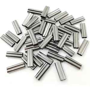 100pcs Fishing Crimp Sleeves Double Barrel Crimp Sleeves Brass Copper Crimping Sleeve Tubes Fishing Line Connector Fishing Wire Leader Rigging Tackle