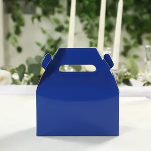 25 Pack Party Favor Gift Tote Gable Boxes, Royal Blue Candy Treat Boxes 6"x3.5"x7"