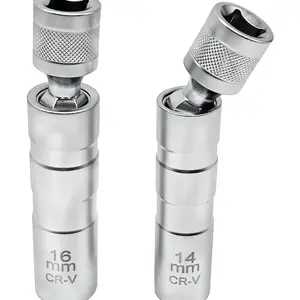 14mm&16mm Magnetic Swivel Spark PlugSocket, Thin Wall Magnetic Rotating 3/8"Drive 12 Point Standard Spark Plug SocketRemoval Tool 360-degree Rotation forMaximum Flexibility