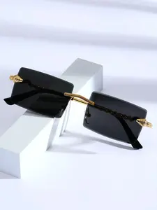 1 Pair Unisex Street Style Snake Design Square Sunglasses, Snake Embellishment, Casual Trendy Sunglasses for Everyday Use, Fashion Sunglasses for Outdoor Activities, PC And Zinc Alloy