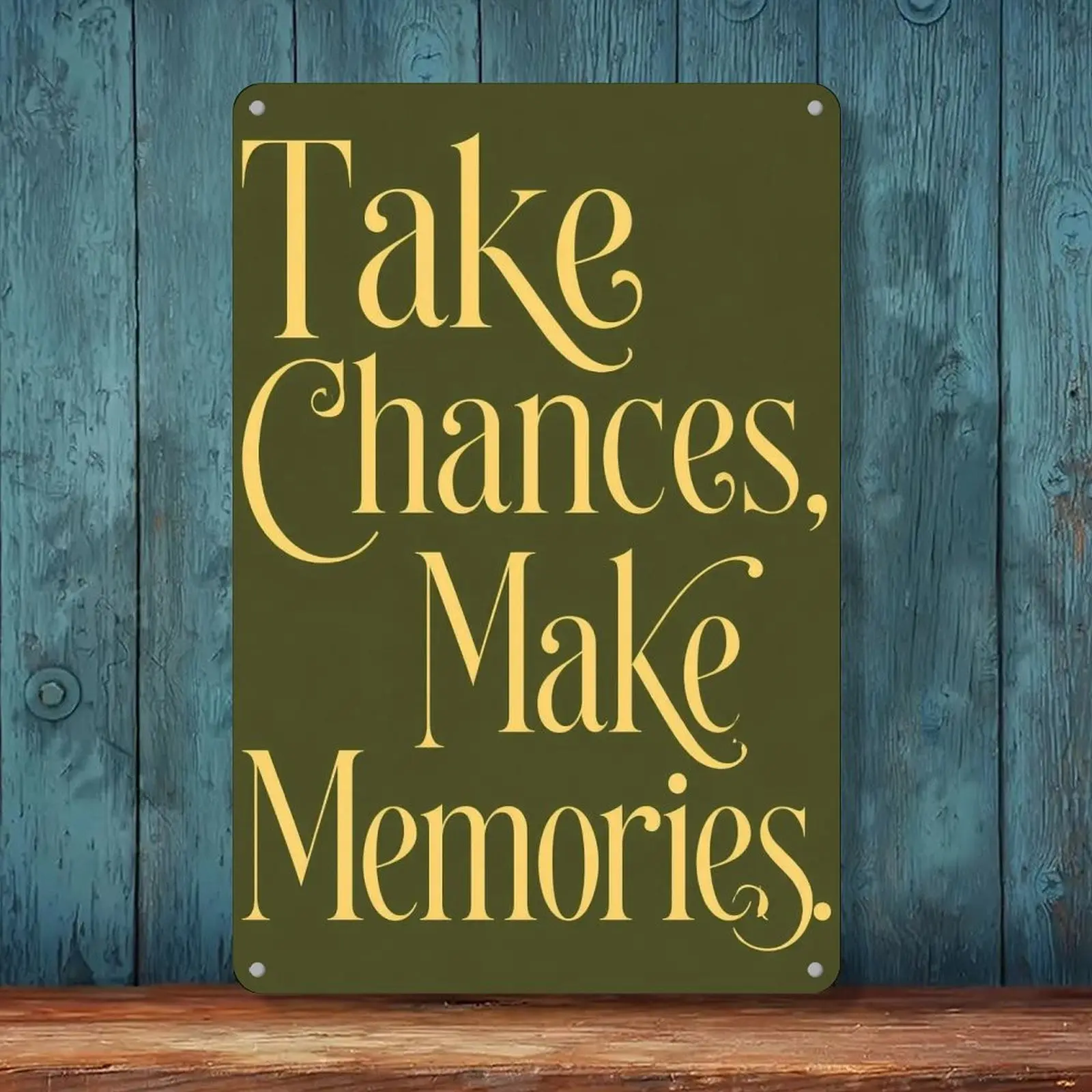 8x12in Retro Olive Yellow Cursive Text Metal Tin Sign - UV-Printed High-Definition Decorative Room Accessories, Inspirational Wall Plaque for Bedroom Farmhouse, Custom Gift Collectible Home Decor