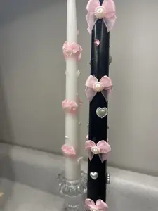 Black and Pink Bow Candle