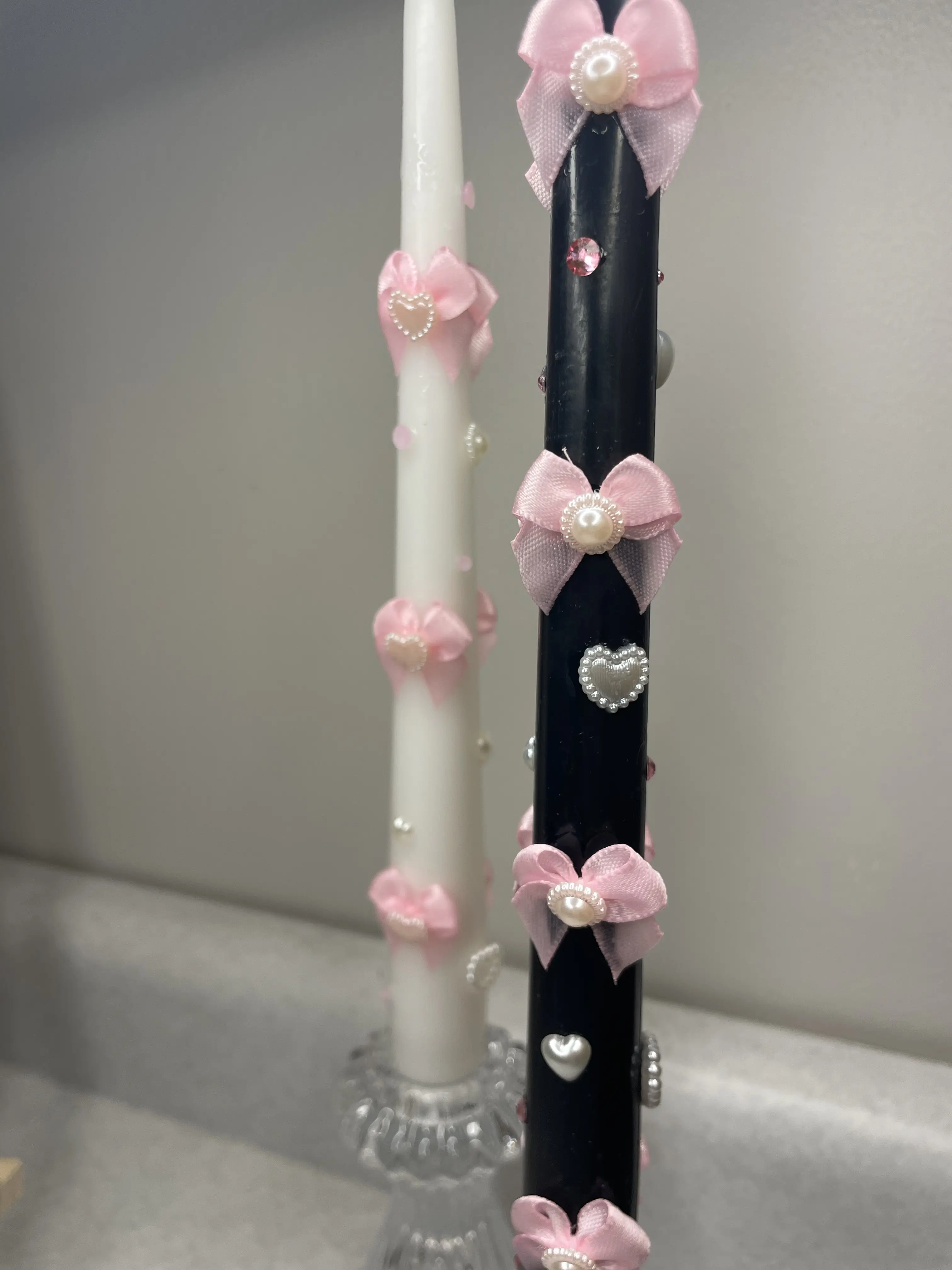 Black and Pink Bow Candle