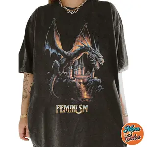 Feminism Dragon Fantasy Shirts, Cotton Unisex T-Shirt, Crew Neck, Size S- 3XL, Menswear Top, Womenswear Top Underwear Streetwear