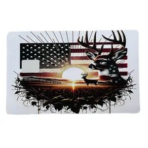 American Flag Sunrise with Big Buck Credit Card Skin with FREE Protective Wallet Sleeve. Size 2x3. Patriotic Design. Vinyl Decal Sticker Deer Waterproof