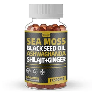 Himiyer Sea Moss Supplement - All-in-One Multivitamin with Black Seed Oil, Ashwagandha & 15+ Extra Strength Ingredients - 60 GUMMIES - Natural, Healthcare Fitness Dietary Edible