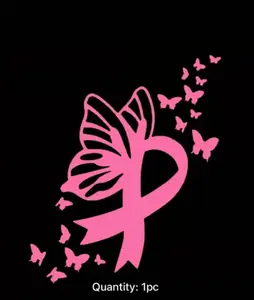 butterfly breast cancer awareness ribbon car auto truck vinyl decal sticker home wall decor 5"