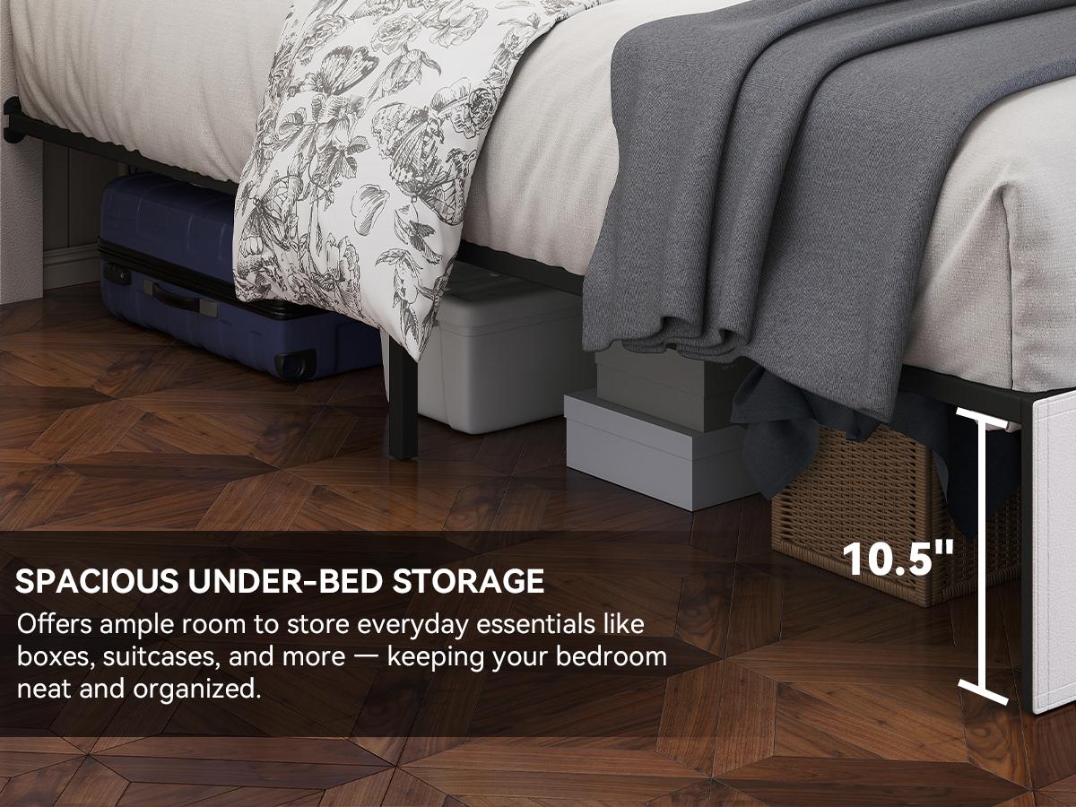 SIBEDS Diamond Upholstered Bed Frame with Adjustable Headboard, Modern Princess Style Platform Bed with LED Lights and Skirt, Crystal Button Tufted Foundation with Wooden Slats, Easy Assembly, Black/White/Grey