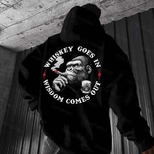 Whiskey Goes In Wisdom Comes Out Printed Men's Hoodie