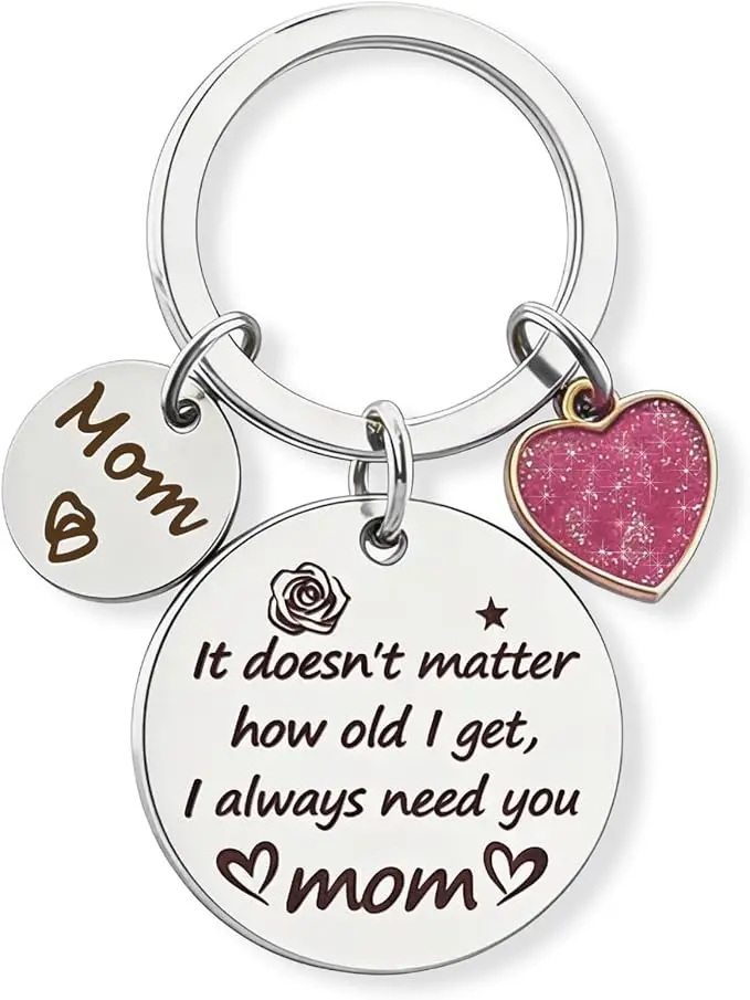 Customizable Steel Love Statement Keychain - Personalized Details, Mom Gift for Thanksgiving, Birthday Present for Moms Who Have Everything, Stocking Stuffer