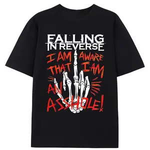 Falling In Reverse Band Tee | Vintage Y2K 90s Rock Band Graphic T-Shirt | 2 Sided Print Emo Metal Concert Outfit | Unisex Casual Cotton Crewneck Short Sleeve Top For Mens Womens Rock Music Lovers