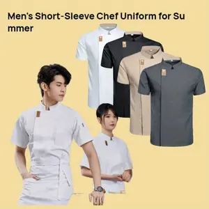 Men's Short-Sleeve Chef Uniform for Summer - Lightweight, Breathable Kitchen Workwear for Baking, Restaurants & Catering Events!