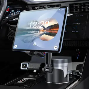 Car Tablet Mount, Universal Car Mount, Car Cup Holder Phone Stand, Telescopic Rod Height-adjustable & Angle-adjustable Phone Holder, Compatible with 4.7-14 Inch Smartphones