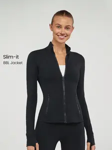 Women's Slim-Fit Black Zip-Up Sports Jacket