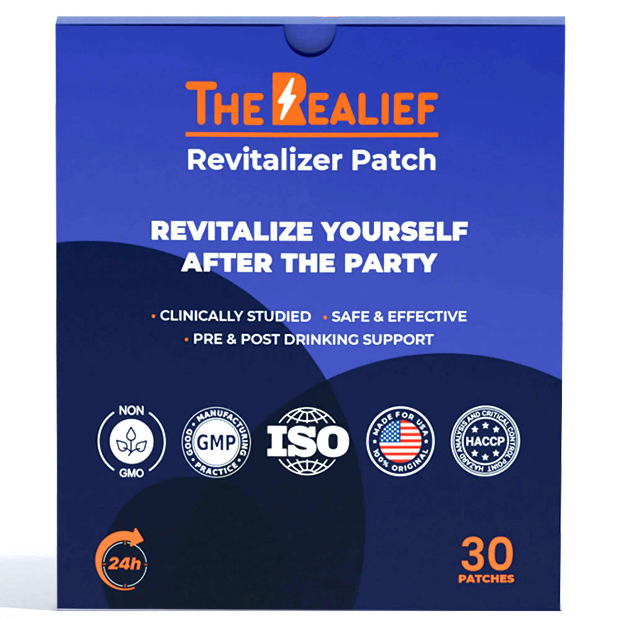 The Realief Revitalizer Recovery Patch | B12 | Milk Thistle | Green Tea Extract | Liver Support | Party Patches | 5x5 CM |30 Patches |  Fitness | Healthcare | Wellness Daily