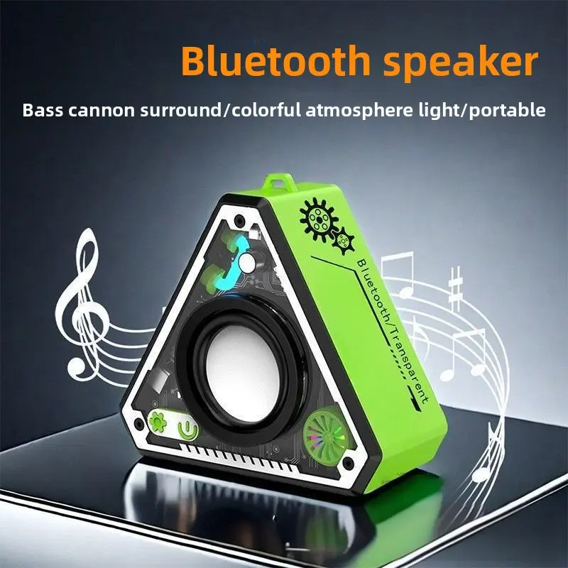 Mini Triangle Bluetooth Speaker w/ Colorful Mood Lights & 8‑Hour Playtime – Wireless Desk Decor,Bluetooth 5.0,Sleek Design for Home & Car