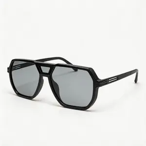 Unisex Raven Trendy Retro Rectangle Sunglasses for Women & Men UV400 Protection TAC Polarized Double Bridge Pilot Lenses Double Beam Frame Golf Accessories Lightweight Night Vision Driver Glasses outdoorfun