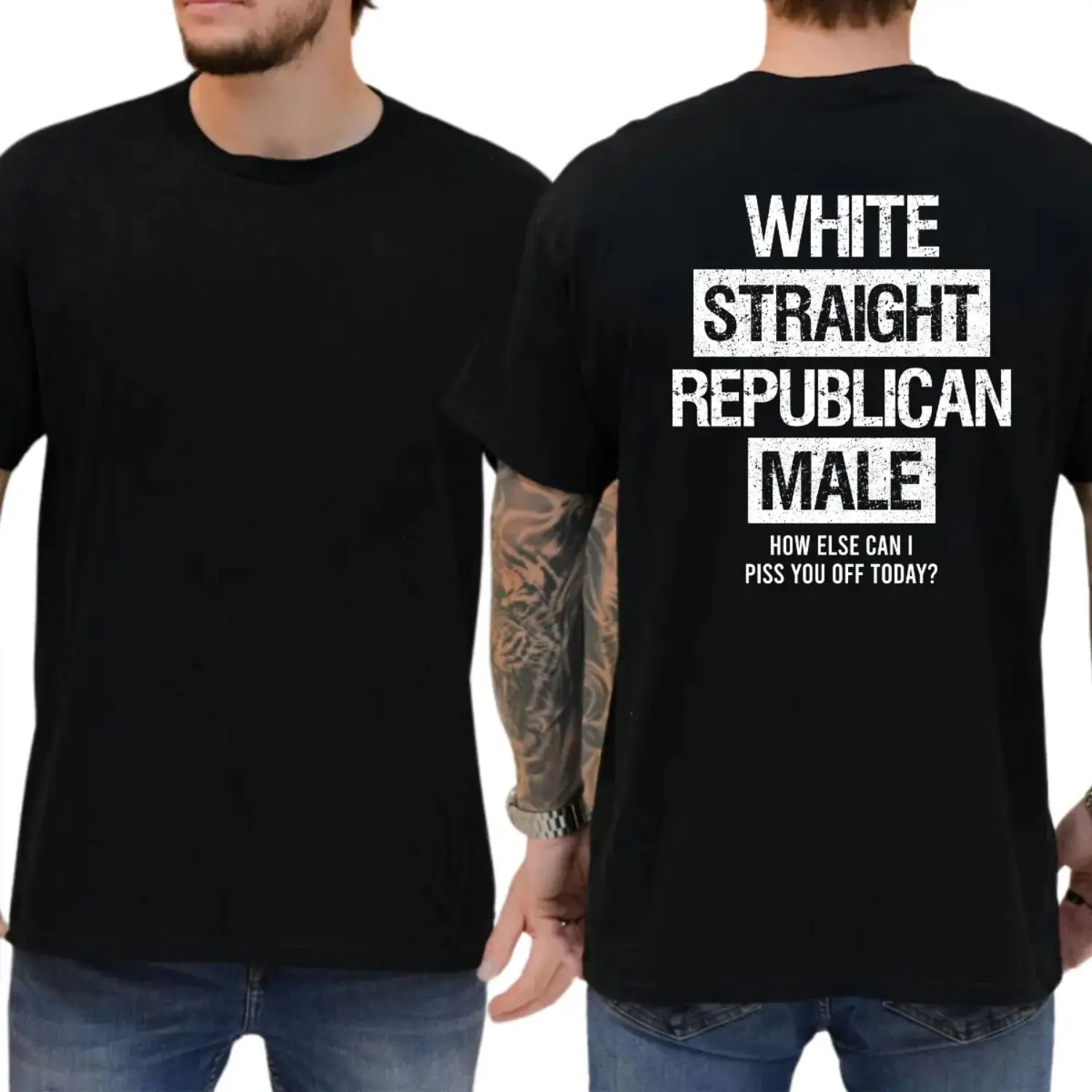 White Straight Republican Male T Shirt Funny Conservative Political Graphics Casual Menswear Gift