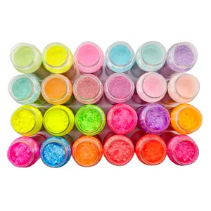 Chunky Glitter 24-Colors Holographic Cosmetic Sequins Flakes for Face Hair Nail Eyeshadow Iridescent Crafts Glitter for Art DIY Resin Tumbler Jewelry Festival Party Makeup