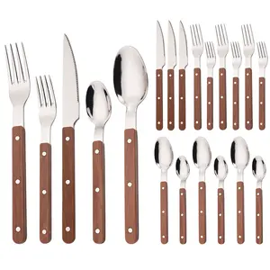 20-Piece Silverware Eating Utensils Set with Retro Handle, Service for 4,  Stainless Steel Flatware Knife Fork Spoon Set Mirror Dishwasher Safe