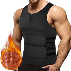 Sauna Suit for Men, Waist Trainer Sauna Sweat Vest,Tummy Control  Compression Neoprene Waist Trainer Vest Zipper with Adjustable Tank Top, Double Belt Sweat Shirt Tank Top