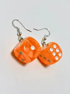 Orange Resin Dice Earrings – Handmade by Mad Mellow