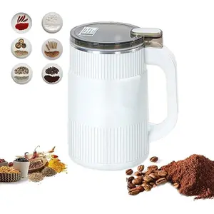 Multifunctional Electric Small Powder Grinding Machine for Grain Herb Spice Coffee with 304 Stainless Steel Blade (White)