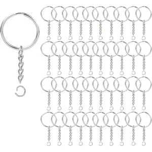 100 Pack Key Ring with Chain and Open Jump,1 inch Split Round Rings Bulk for Craft Making 100 Pack Key Ring with Chain and Open Jump,1 inch Split Round Rings Bulk for Craft Making