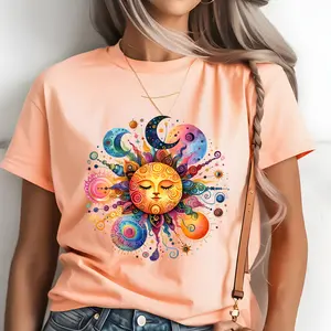 Sun and Moon Colorful Design Direct To Film Print, DTF Print, Ready To Press Print For T-Shirts