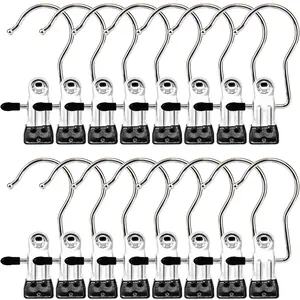 30 Pack Boot Hanger clips Hooks, Heavy DutyLaundry Hooks with Clips, Portable StainlessSteel clothes Pins Boot Clips for Hanging,Socks Towels Hats Pants Holder for TravelCloset