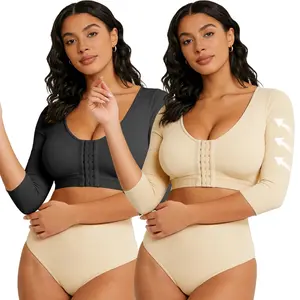 2PCS Upper arm shaping sleeve compression tops for women after breast surgery push-up bra shaping cropped tops, body shapers