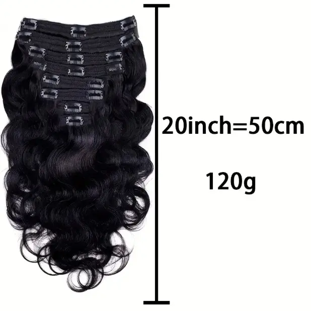 8-Piece Full Head Remy Human Hair Clip-In Extensions, Gorgeous Body Wave Texture, Sturdy Double Weft Construction, Invisible Seamless Clips, Secure Stable Wear, Silky Glossy Tangle & Shedding Hair, Clip Hair Extensions, Long