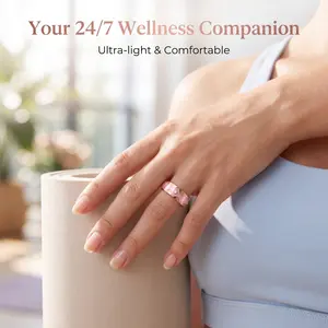 Aesthetic Smart Ring for Women & Men - Pink/White/Green Wellness Tracker, No Monthly Fee, 6-Language App & Manual, 5ATM Waterproof Jewelry Ring, Ideal Birthday Gift for Her