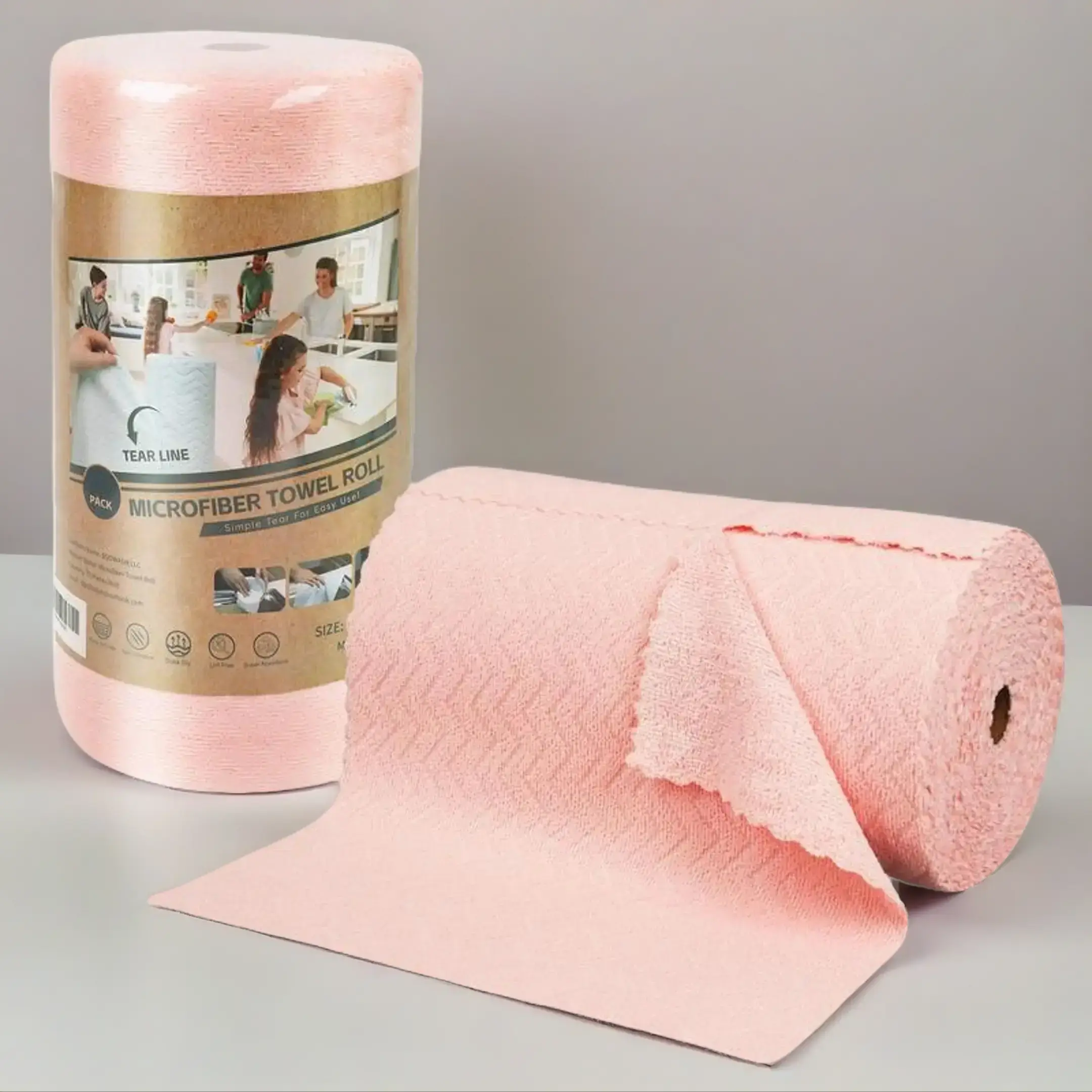 Camp Kitchen Microfiber Cleaning Cloths Roll - 30 Pack 8x8 in Lint-Free Removable Wipes, Microfiber Towel, Washable, Scratch-Resistant, Ultra-Absorbent Reusable Rags for Camping, Hiking, Towels