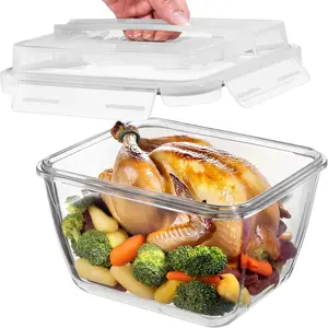 17 Cups / 132 Oz / 3900ml Large Glass Food Storage Containers with Lids - Leakproof, BPA-Free Large Meal Prep Container Ideal for Roasting Turkey, Store Leftover - Microwave Oven Safe