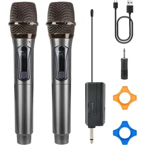 Microphones - Upgraded 2.4GHz Plug-and-Play Mics, Rechargeable 500FT Long Range  Reception Microfono Inalambrico for Singing Karaoke DJ Party Speech Classroom Wedding Church