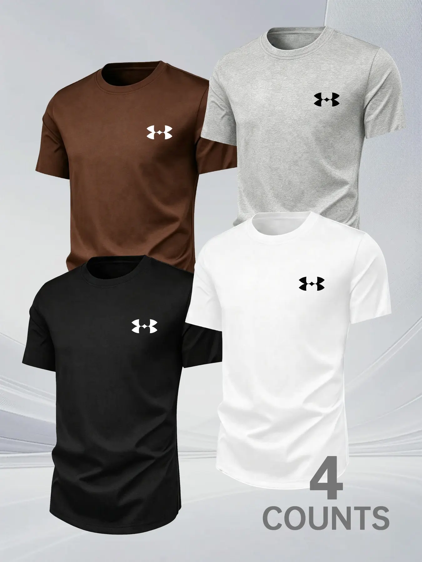Sporty Geometric Print Short Sleeve T-Shirt, Casual Sporty Top, Quick-Dry Breathable Fabric, Ideal for Running and Daily Wear, Four Basic Colors Available