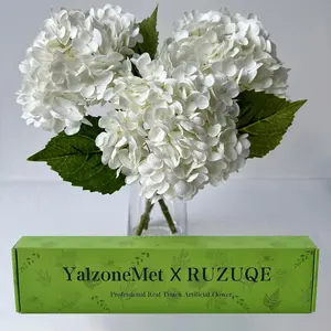 3 PCS White Hydrangea Artificial Flowers 21 inchs Real Touch Faux Hydrangea Flowers for Wedding Tables Centerpieces Fake Flowers for Party Home Kitchen Decor