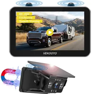 VEKOOTO VK7Pro Magnetic Solar Wireless Backup Camera 7'' IPS Touchscreen HD1080P No Wiring Rechargeable for RV Trailer Camper Car Blind Spot Truck Automotive Backup Camera Easy Install No Tools Needed