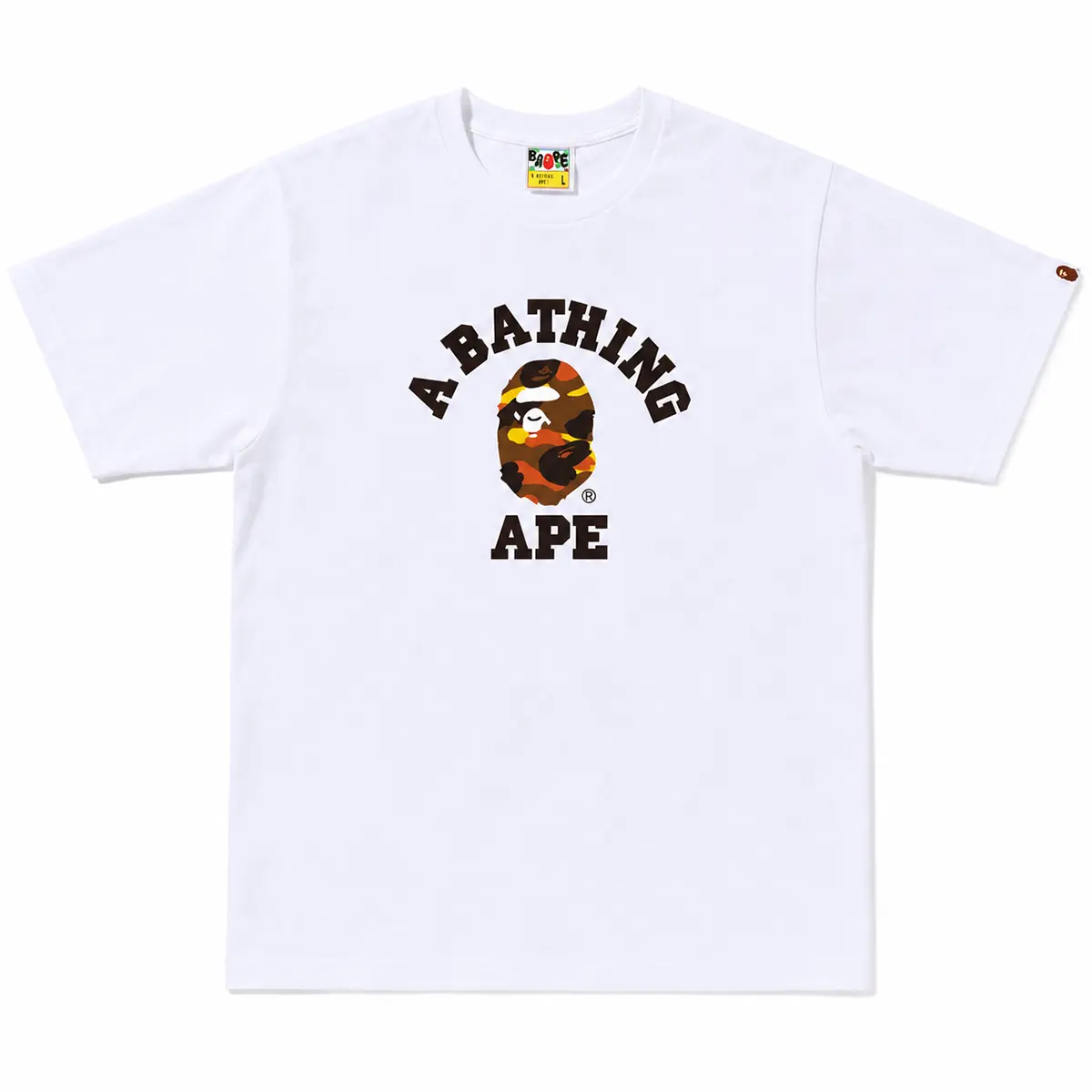 (100% Authentic) BAPE 1st Camo College Tee (SS26) 'White/Orange'