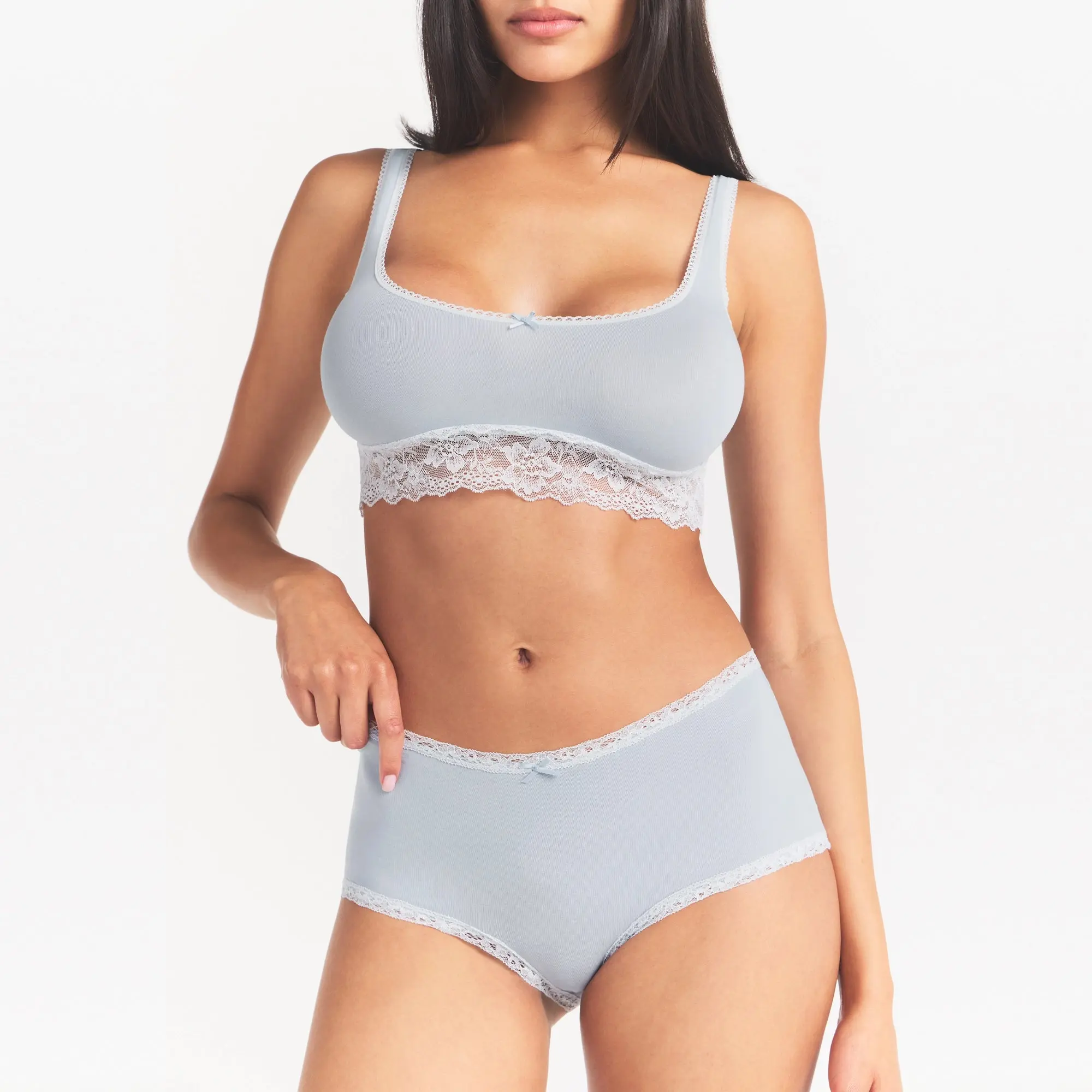 SKIMS LIGHTWEIGHT COTTON LACE BOY SHORT