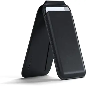 Magsafe Wallet, Double Flap Stand Card Holder, 4 Slots with Front NFC Pass-Through, Adjustable Phone Attachment for  17/16/15/14/13/12, Travel Accessory