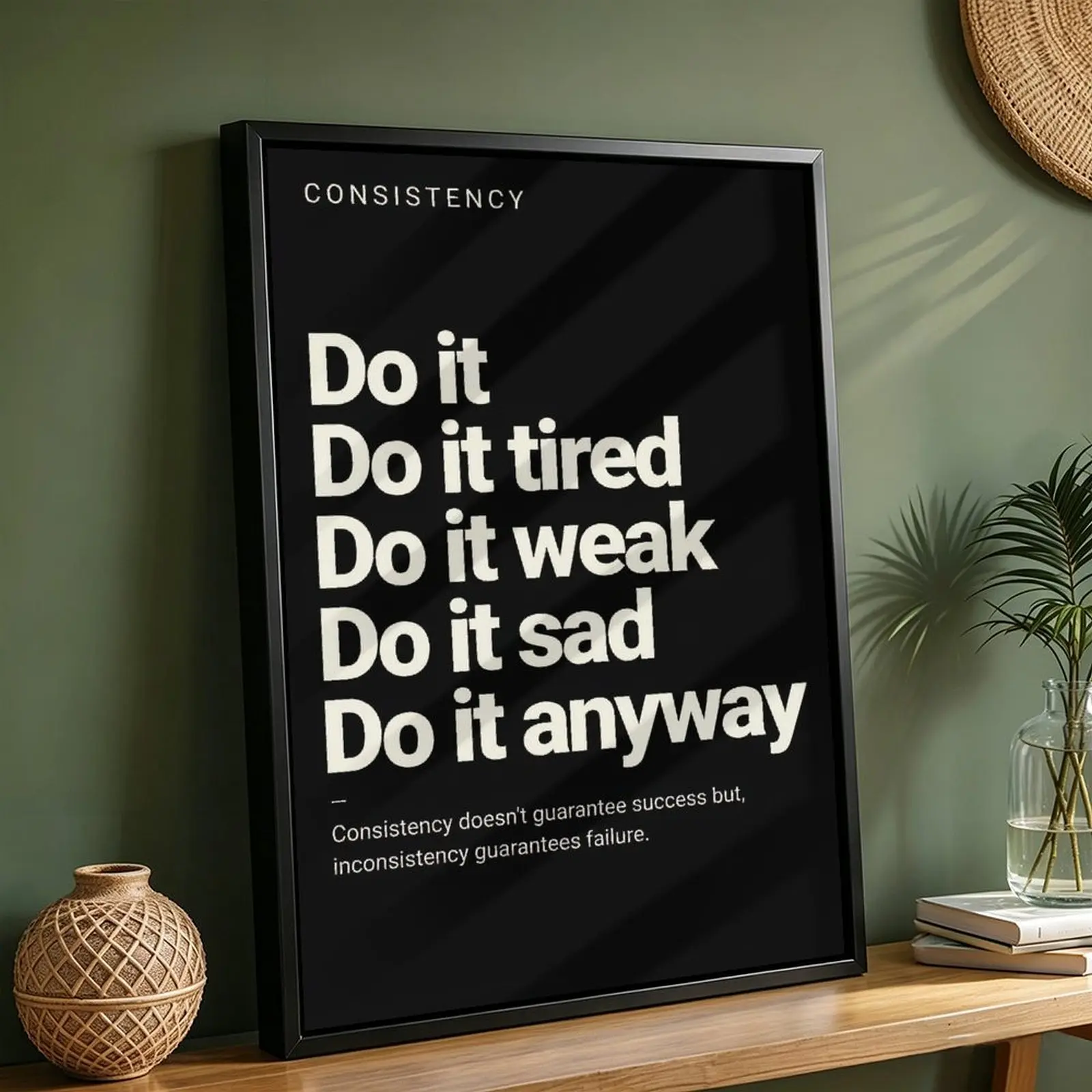 Viokalt Consistency Do It Anyway Quotes Canvas Poster  Motivate Inspirational Quotes Wall Art Gym Fitness Workout Quotes Print For Living Room Bedroom Wall Decor
