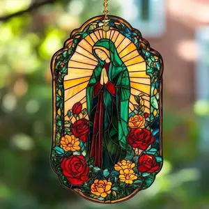 Virgin Mary Stained Glass Suncatcher - Sacred Window Hanging Decor