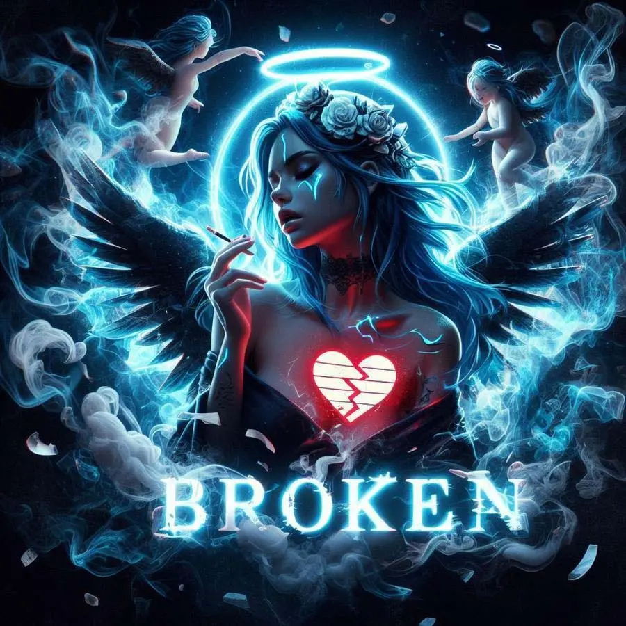 5D DIY Full Diamond Round Diamond Painting - Diamond Art Kit Angel, Wings, Broken Heart Mosaic, Canvas - DIY Decorative Painting, Home Wall Decor, Suitable for Halloween and Christmas, Birthday and Anniversary Gifts