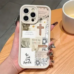 White Religious Cross Design Smartphone Case - Drop-Resistant, Shockproof Unisex Cellphone Accessory - Compatible with iPhone 13/12/11/14/15/16/17 Pro Max - Fits Handheld Devices