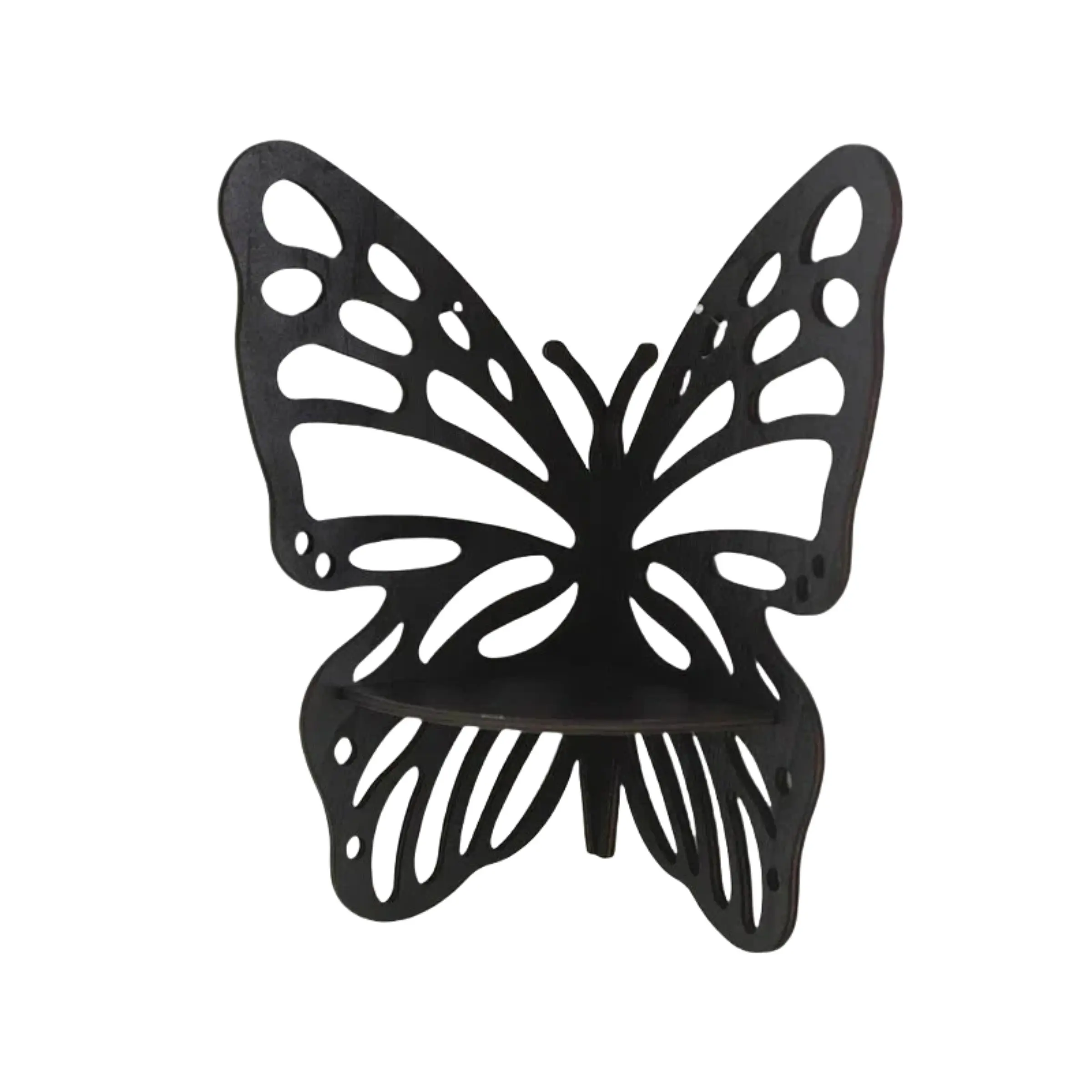 Butterfly Wall-Mounted Storage Rack, Hollow Wood and Crystal Decorative Shelf for Minimalist Home, Perfect for Bedroom and Living Room