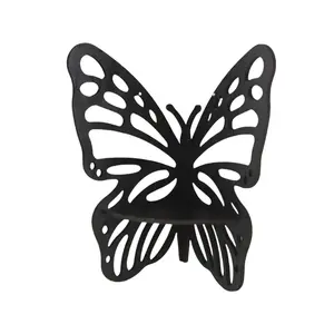 Butterfly Wall-Mounted Storage Rack, Hollow Wood and Crystal Decorative Shelf for Minimalist Home, Perfect for Bedroom and Living Room