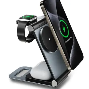 3 in 1 Magnetic Wireless Charger, Portable Foldable Phone Holder, Multifunctional Wireless Charging Stand for Home Office